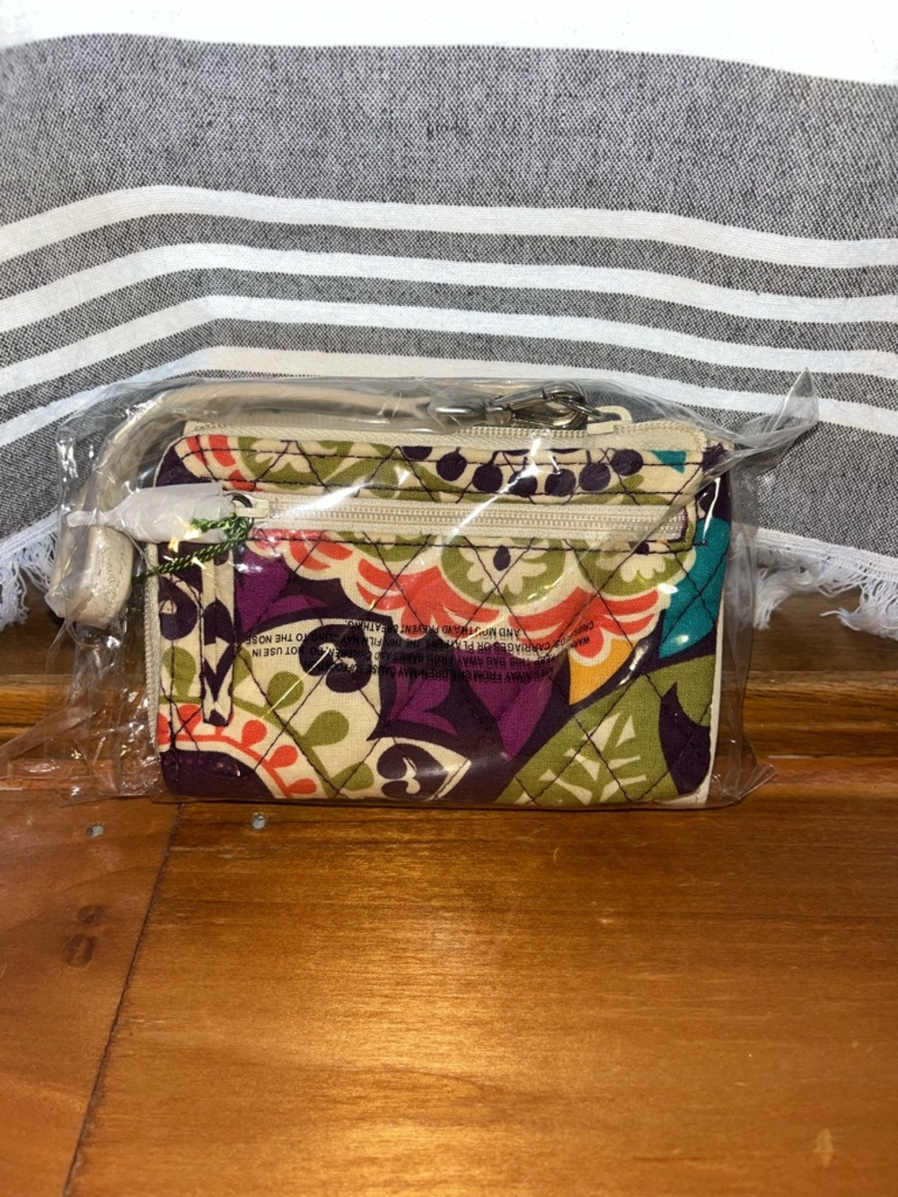Vera Bradley Floral Quilted Wristlet in Purple, Green, Teal and Cream